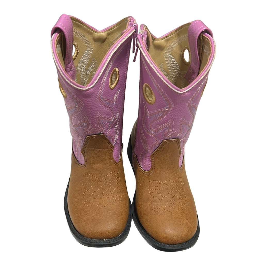 Magellan Outdoors Kids Boots - Pink and Brown zipper on side for easy access 10